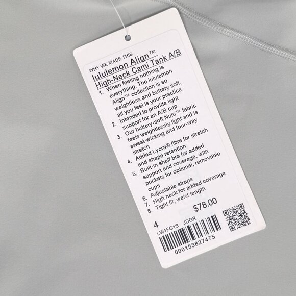 Lululemon Align High-Neck Cami Tank Top A/B Cup Jade Grey - Picture 8 of 9